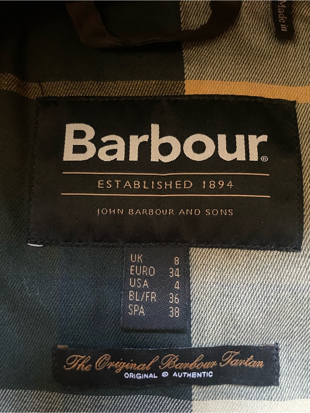 Barbour Reighton Spey US4/UK8 like new with tags - Picture 2 of 4
